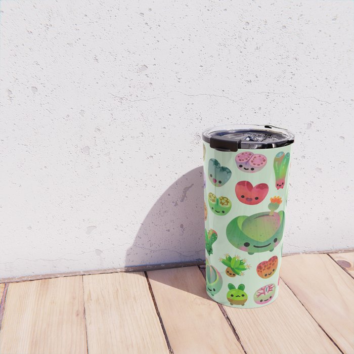 Baby succulent 3 - Mesembs(green) Travel Mug Gallery Image 4