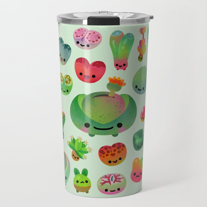 Baby succulent 3 - Mesembs(green) Travel Mug Gallery Image 1