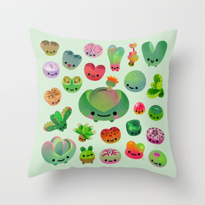 Baby succulent 3 - Mesembs(green) Throw Pillow Gallery Image 6