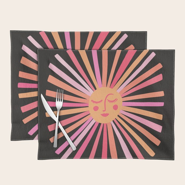 Sunshine - Pink on Charcoal Placemat Gallery Image 1