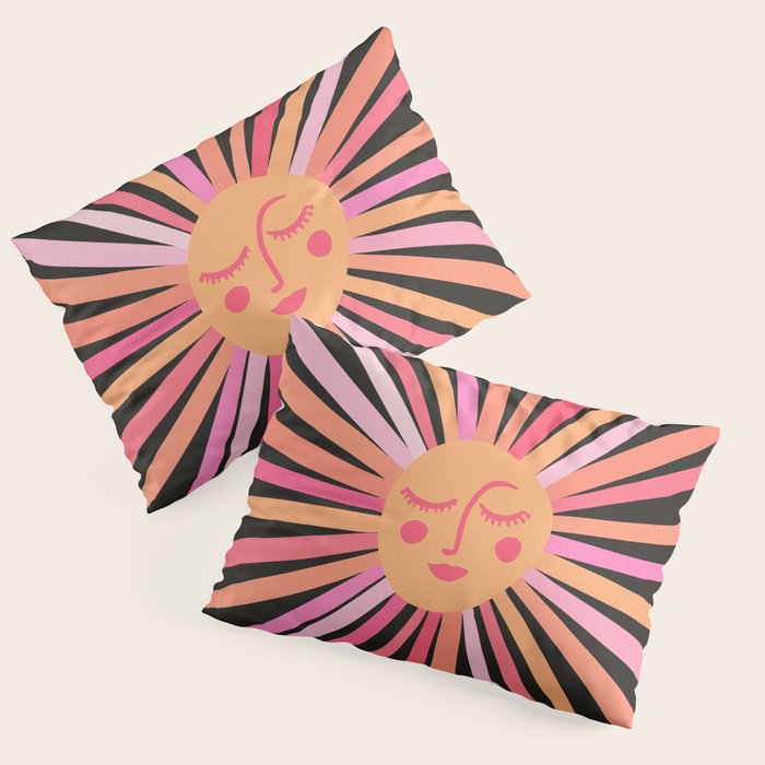 Sunshine - Pink on Charcoal Pillow Sham Gallery Image 3