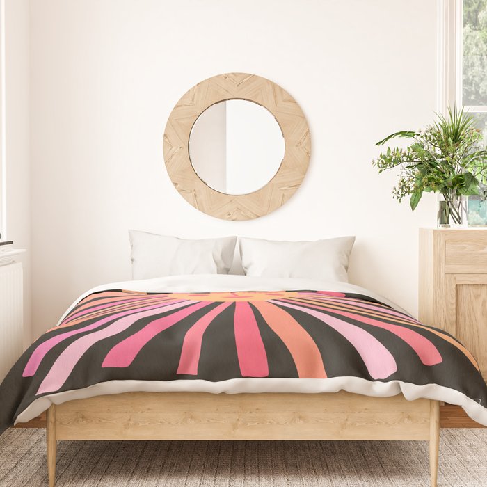 Sunshine - Pink on Charcoal Duvet Cover Gallery Image 3