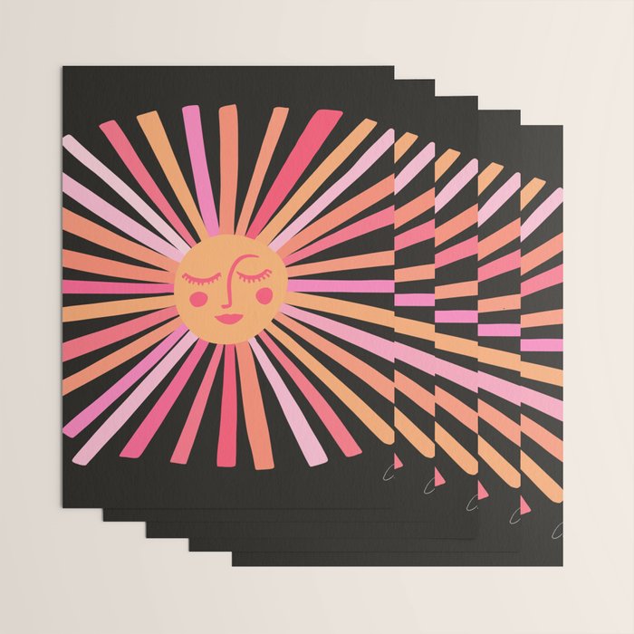 Sunshine - Pink on Charcoal Wrapping Paper Gallery Image 3