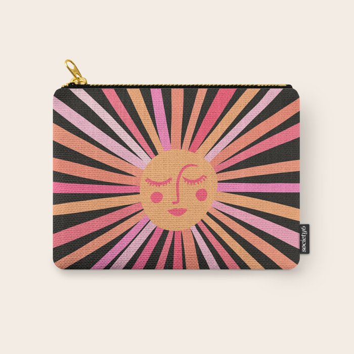 Sunshine - Pink on Charcoal Carry All Pouch Gallery Image 1