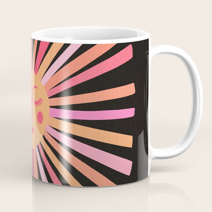 Sunshine - Pink on Charcoal Coffee Mug Gallery Image 1
