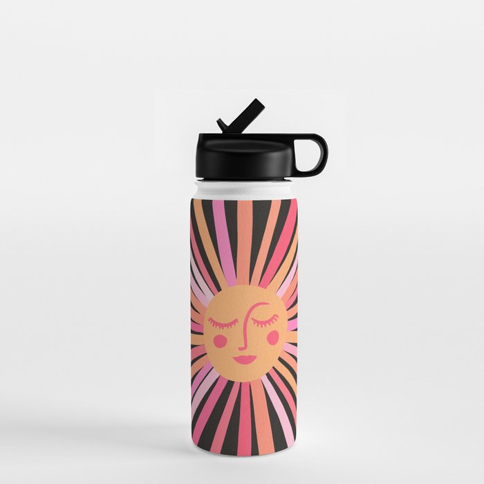 Sunshine - Pink on Charcoal Water Bottle Gallery Image 1