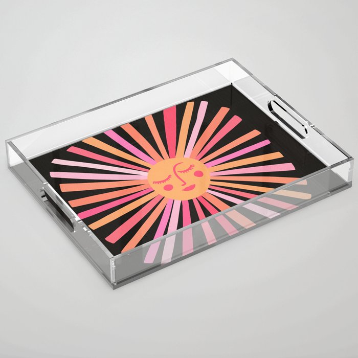 Sunshine - Pink on Charcoal Acrylic Tray Gallery Image 1