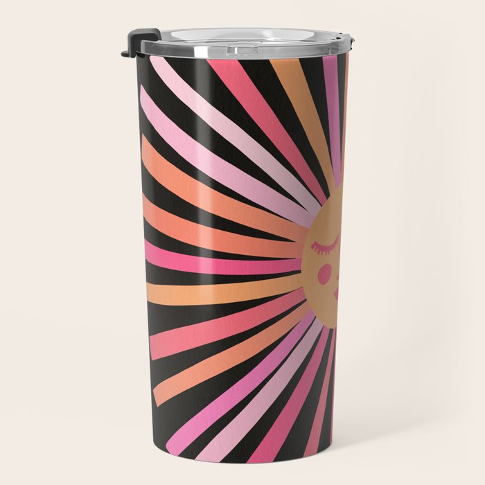 Sunshine - Pink on Charcoal Travel Mug Gallery Image 3
