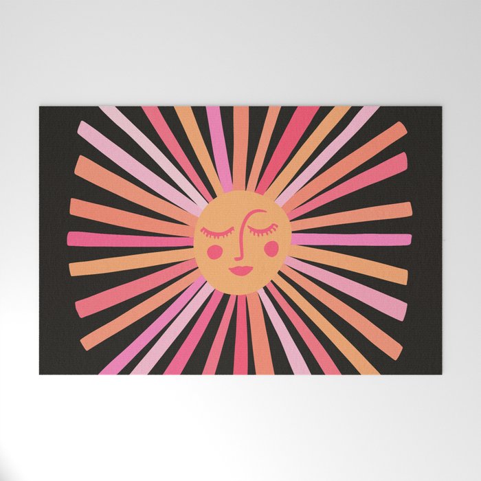 Sunshine - Pink on Charcoal Welcome Mat Gallery Image 1