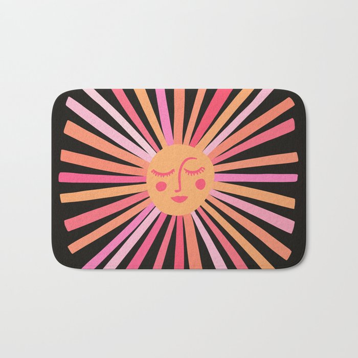 Sunshine - Pink on Charcoal Bath Mat Gallery Image 1
