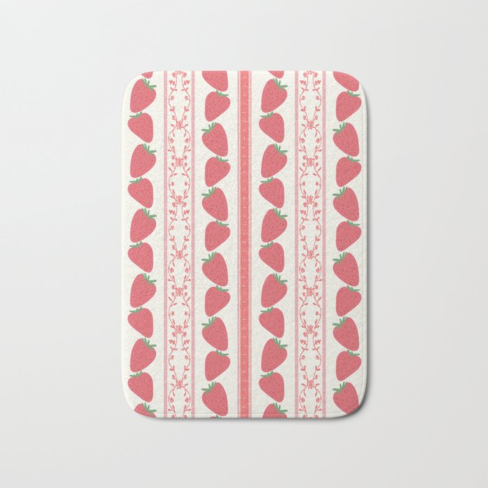 Strawberries Red Stripes  Bath Mat Gallery Image 1