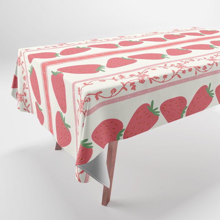 Strawberries Red Stripes  Tablecloth Gallery Image 1