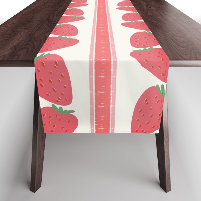 Strawberries Red Stripes  Table Runner Gallery Image 1