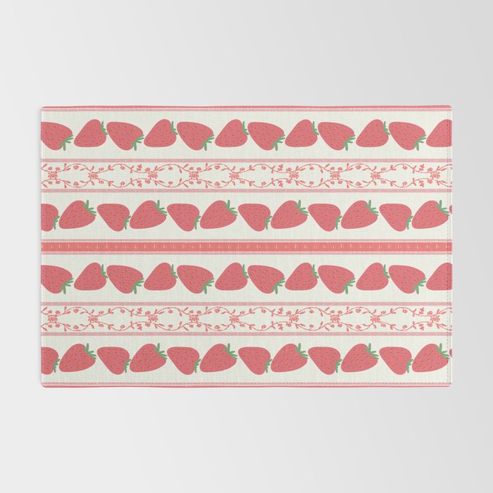 Strawberries Red Stripes  Rug Gallery Image 2