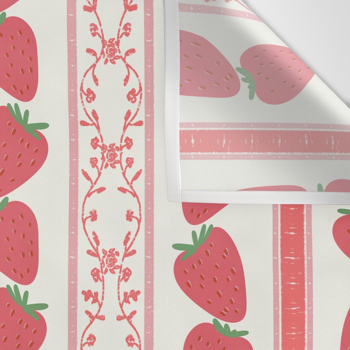 Strawberries Red Stripes  Wall Tapestry Gallery Image 3
