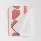 Strawberries Red Stripes  Throw Blanket Gallery Image 3