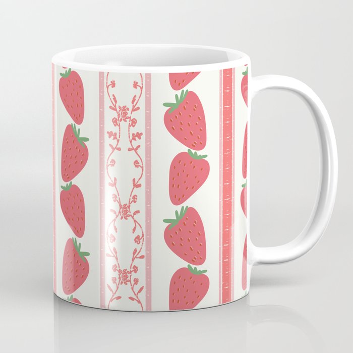 Strawberries Red Stripes  Coffee Mug Gallery Image 1
