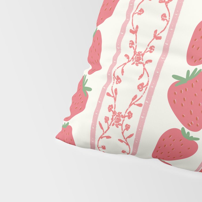 Strawberries Red Stripes  Pillow Sham Gallery Image 4