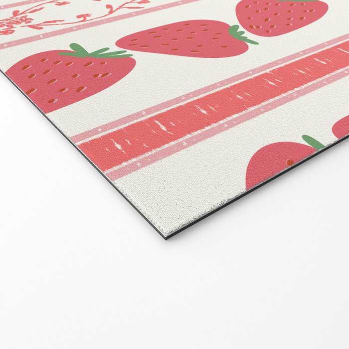 Strawberries Red Stripes  Welcome Mat Gallery Image 2