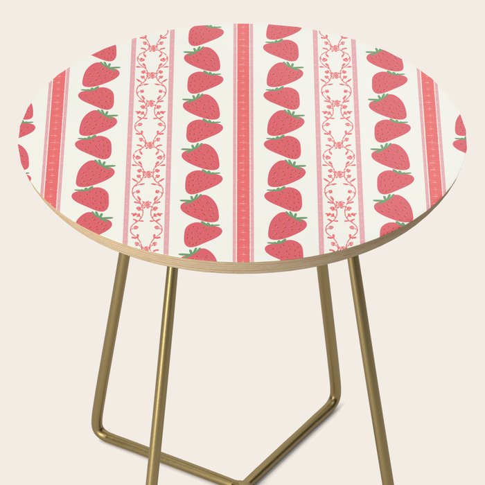 Strawberries Red Stripes  Side Table Gallery Image 2