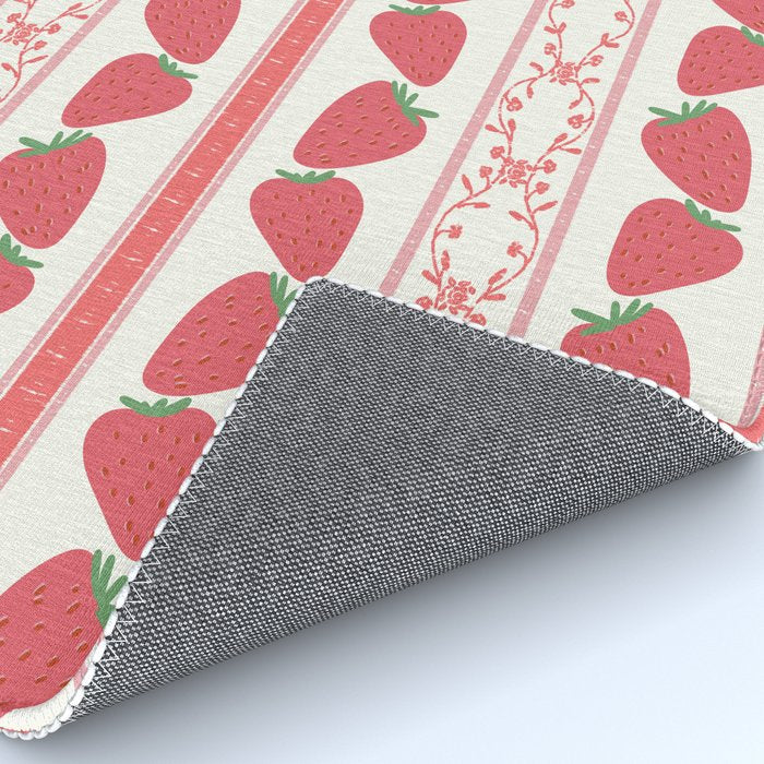 Strawberries Red Stripes  Rug Gallery Image 4