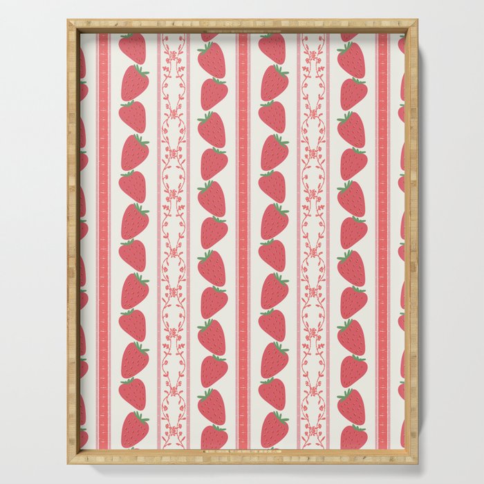 Strawberries Red Stripes  Serving Tray Gallery Image 1