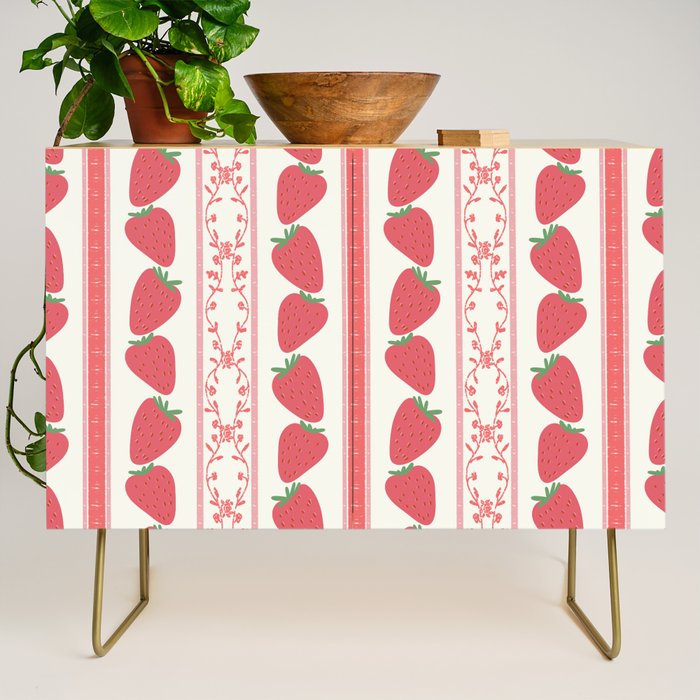 Strawberries Red Stripes  Credenza Gallery Image 1