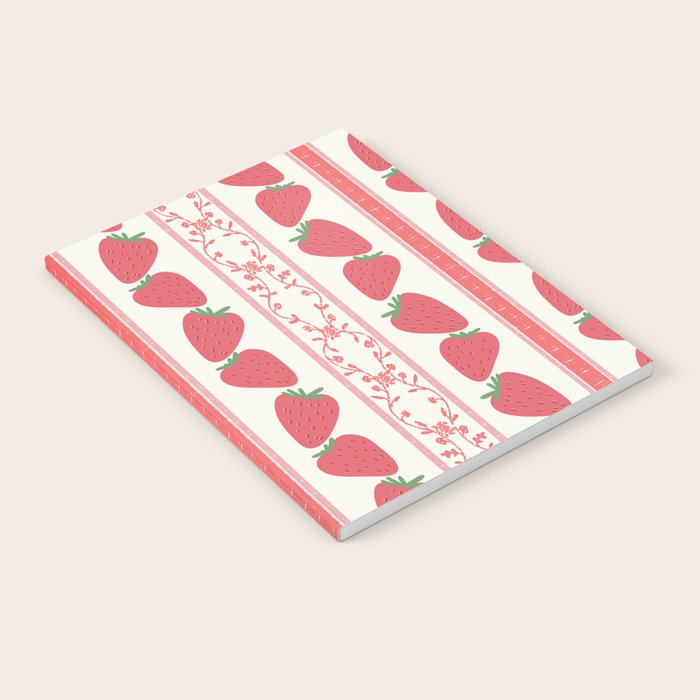 Strawberries Red Stripes  Notebook Gallery Image 2