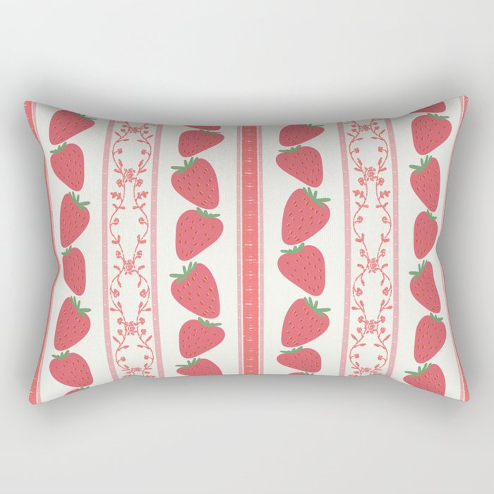 Strawberries Red Stripes  Rectangular Pillow Gallery Image 1