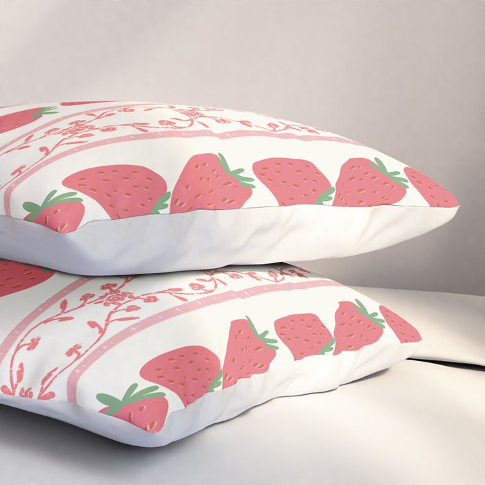 Strawberries Red Stripes  Pillow Sham Gallery Image 3