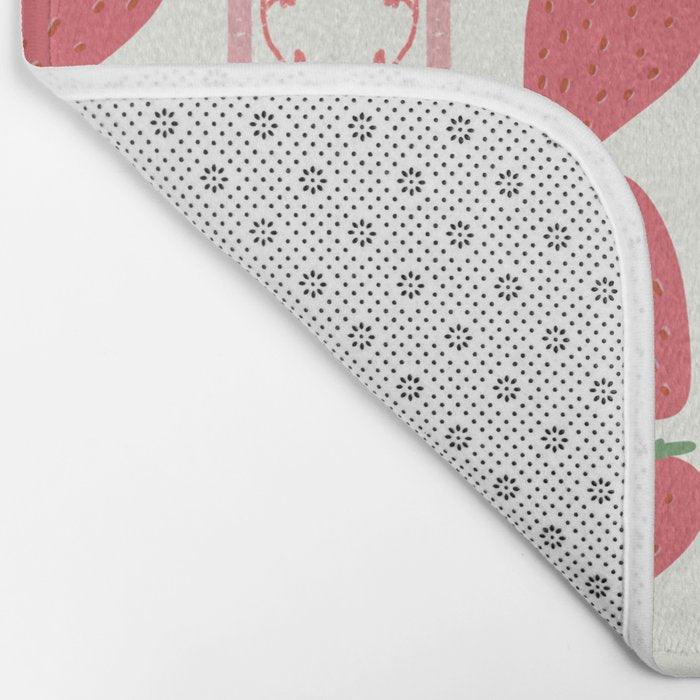 Strawberries Red Stripes  Bath Mat Gallery Image 2