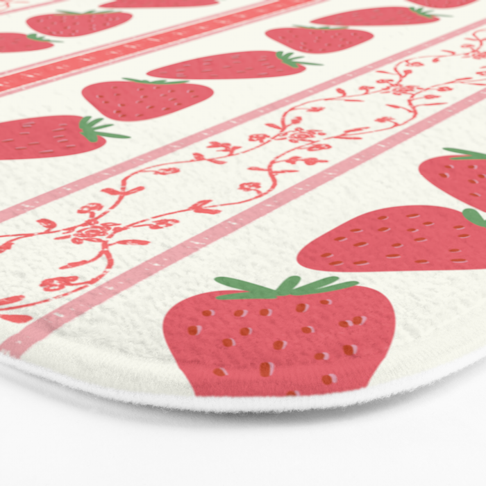 Strawberries Red Stripes  Bath Mat Gallery Image 3