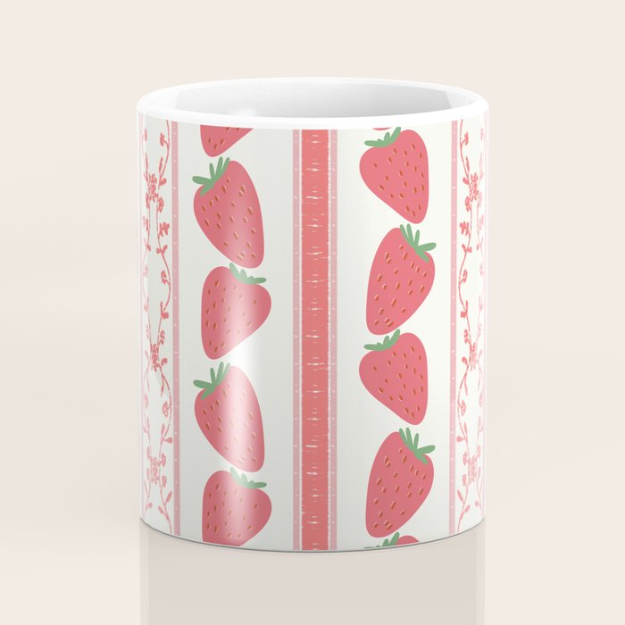 Strawberries Red Stripes  Coffee Mug Gallery Image 4