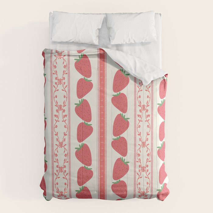 Strawberries Red Stripes  Comforter Gallery Image 1