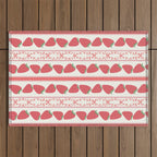 Strawberries Red Stripes  Outdoor Rug Gallery Image 1