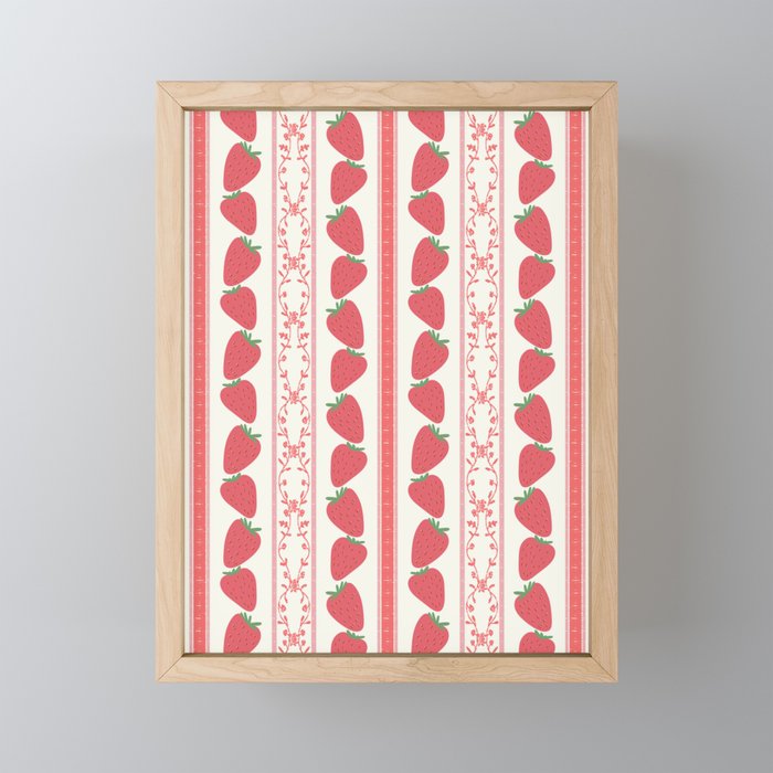 Strawberries Red Stripes  Mini Art Print Gallery Image 1