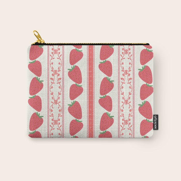 Strawberries Red Stripes  Carry All Pouch Gallery Image 1