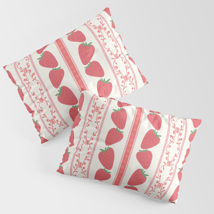 Strawberries Red Stripes  Pillow Sham Gallery Image 3