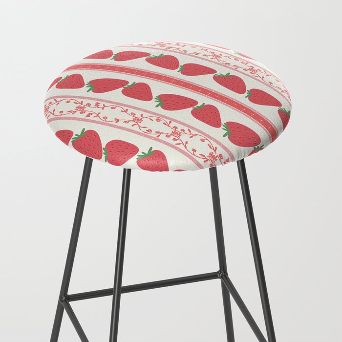 Strawberries Red Stripes  Stool Gallery Image 2