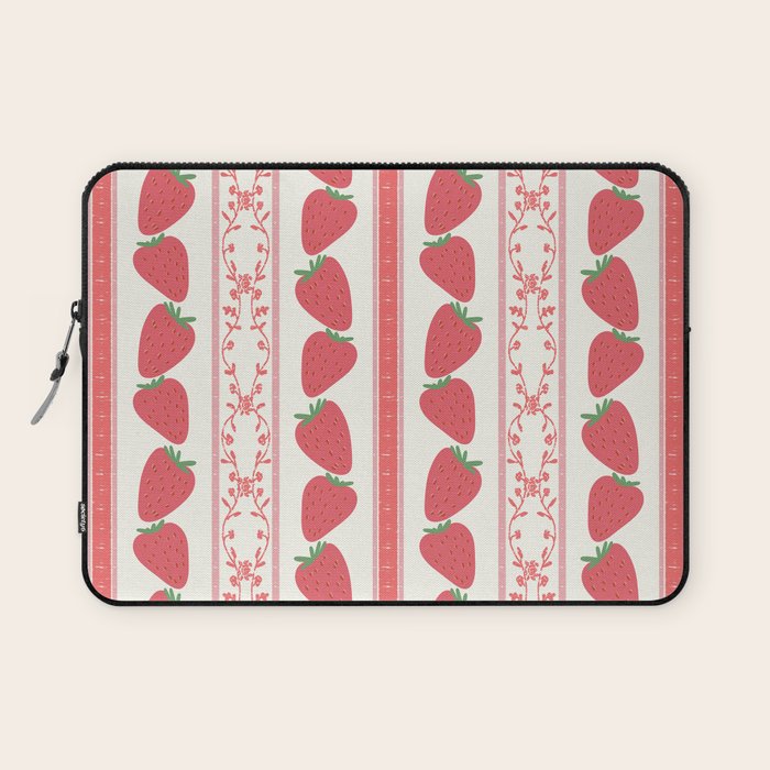 Strawberries Red Stripes  Laptop Sleeve Gallery Image 1