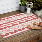 Strawberries Red Stripes  Outdoor Rug Gallery Image 2