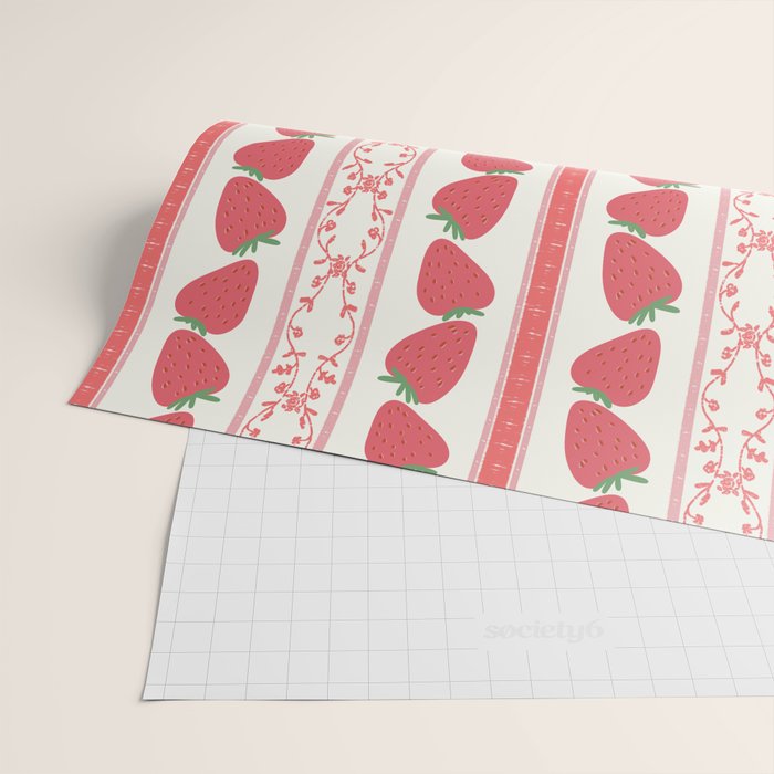 Strawberries Red Stripes  Wrapping Paper Gallery Image 2
