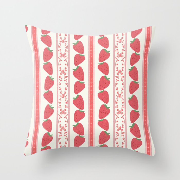 Strawberries Red Stripes  Throw Pillow Gallery Image 6