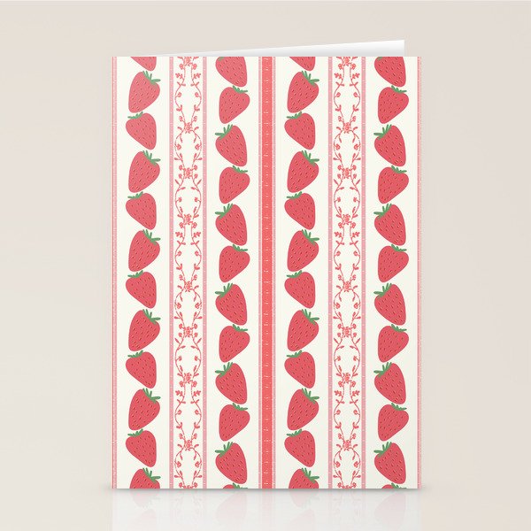 Strawberries Red Stripes  Stationery Card Gallery Image 2