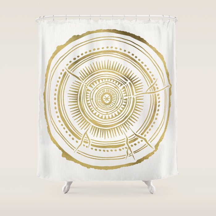 Quaking Aspen - Gold Tree Rings Shower Curtain Gallery Image 1