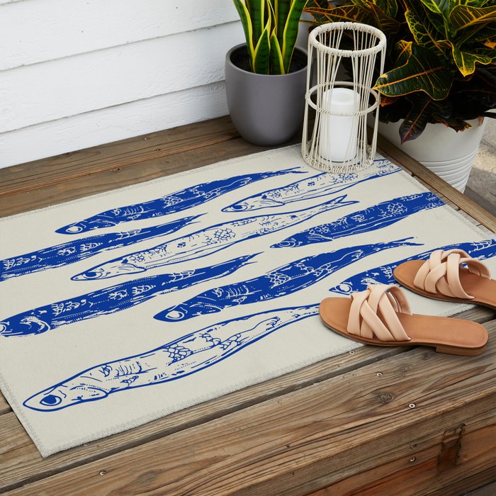 Sardines Art Outdoor Rug Gallery Image 2