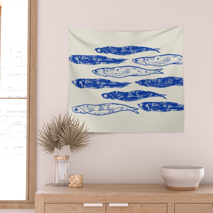 Sardines Art Wall Tapestry Gallery Image 2