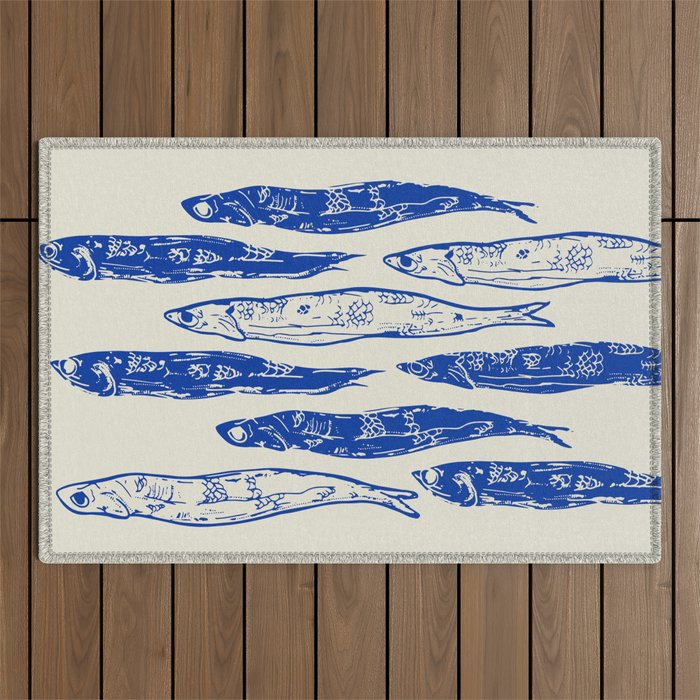 Sardines Art Outdoor Rug Gallery Image 1