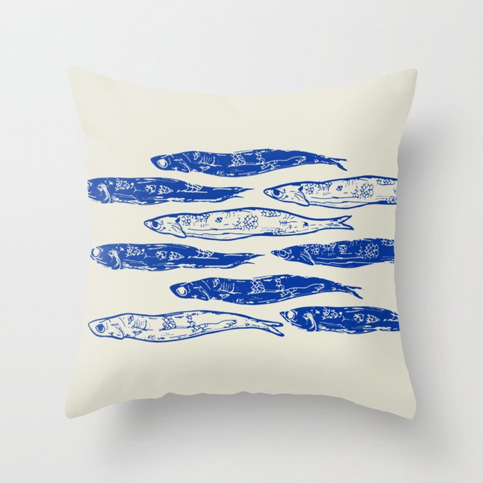 Sardines Art Throw Pillow Gallery Image 1