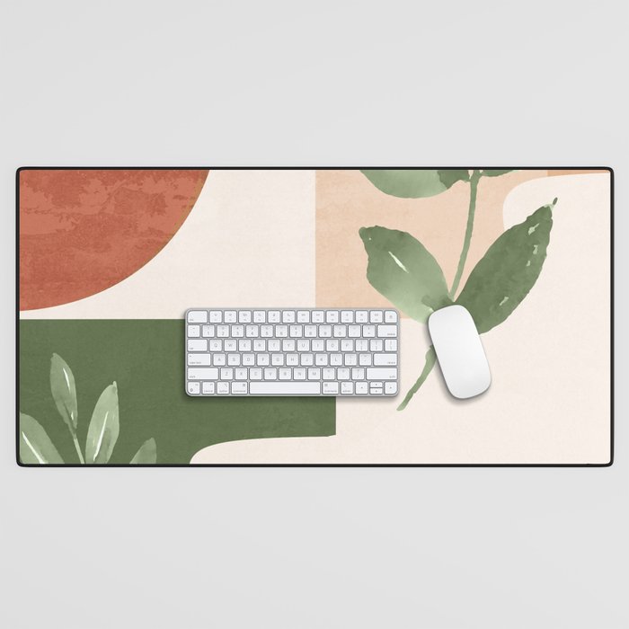 Abstract Shapes and Leaves Desk Mat Gallery Image 1